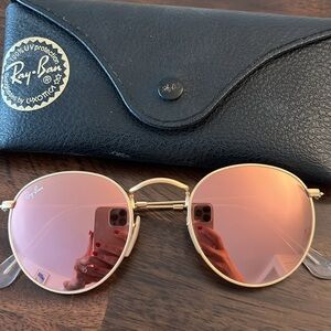 RayBan RB3447 Women Round Sunglasses Classic Pink Flash Mirror Lens
